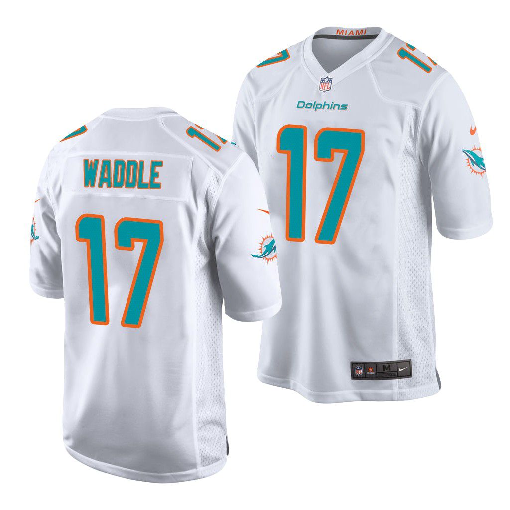Men Miami Dolphins #17 Jaylen Waddle Nike White Game NFL Jerseys